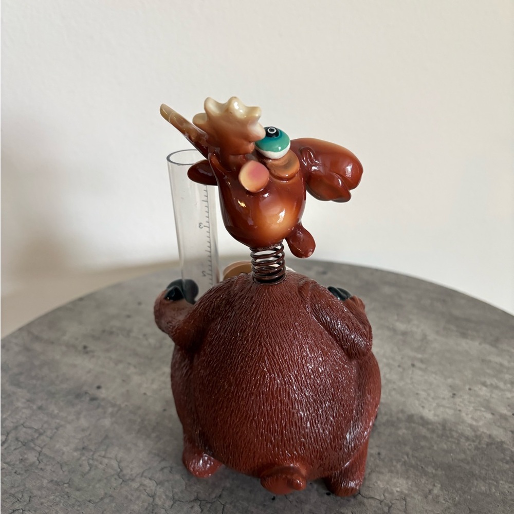 Vintage Tim Twinkler Mini Wobbler Moose Rain Gauge Whimsical Garden Lawn Deck - Picture 4 of 8